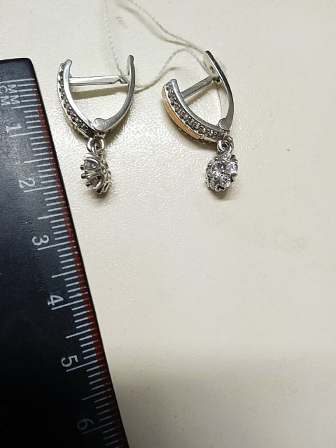 Срібні сережки з позолотою та цирконієм (30367472) 1