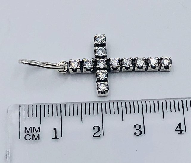 Срібний підвіс-хрест із цирконієм (33793066) 1