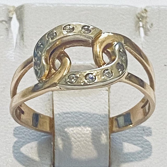Кольцо из красного и белого золота с цирконием (33173132) 0