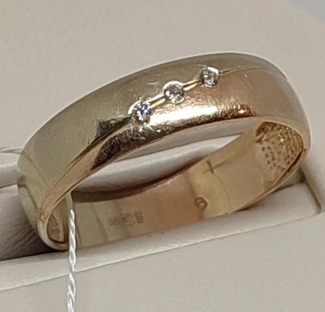 Обручальное кольцо из красного и белого золота с бриллиантом (-ми) (28978408) 0