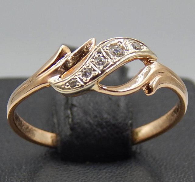 Кольцо из красного и белого золота с бриллиантом (-ми) (31646566) 0