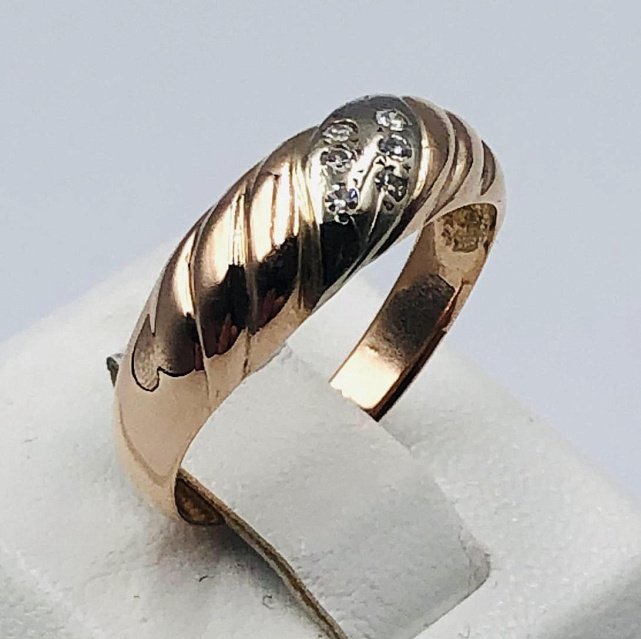 Кольцо из красного и белого золота с бриллиантом (-ми) (33615614)  0