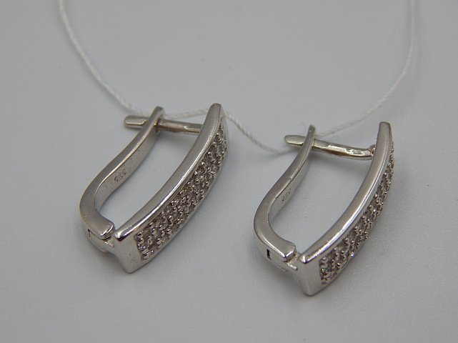 Серебряные серьги с цирконием (30534386) 4