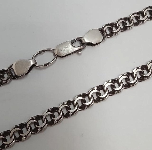 Серебряная цепь с плетением Бисмарк (33796382) 0