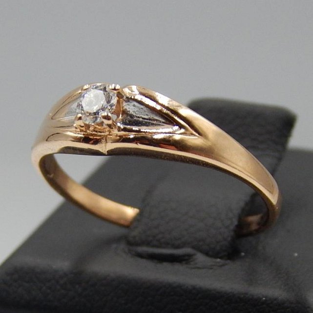 Кольцо из красного и белого золота с бриллиантом (-ми) (31541099) 0