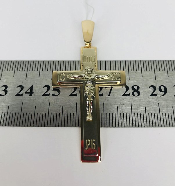 Підвіс-хрест з червоного та білого золота (32978513) 2