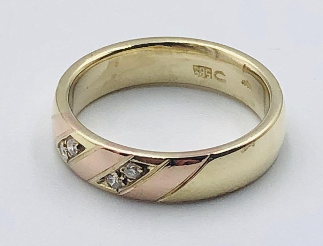 Обручальное кольцо из красного и белого золота с бриллиантом (-ми) (32315976) 1