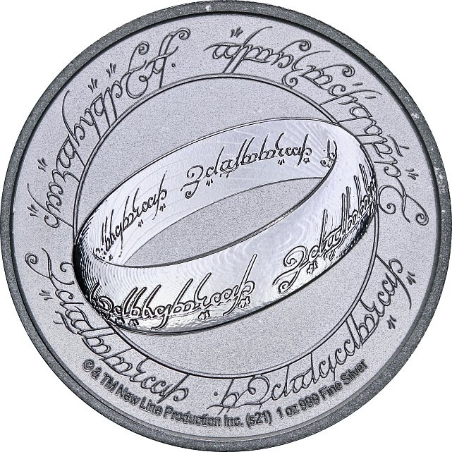 Серебряная монета 1oz Властелин Колец: Единое Кольцо 2 доллара 2021 Ниуэ (33214229) 1