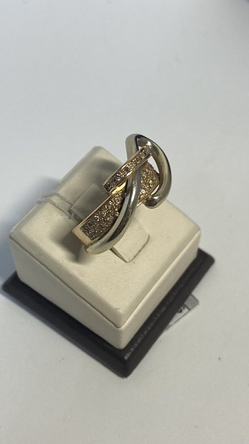 Кольцо из красного и белого золота с цирконием (33454975)  2