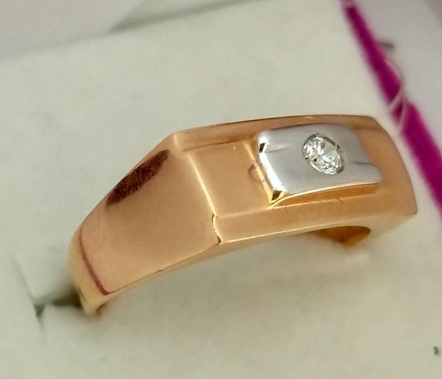 Перстень из красного и белого золота с цирконием (33697640) 2