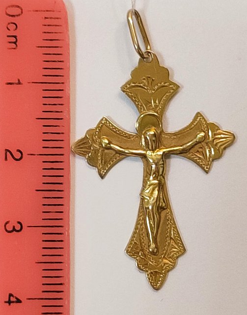 Підвіс-хрест з червоного золота (33865648) 2