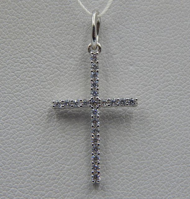 Срібний підвіс-хрест із цирконієм (32930955) 0