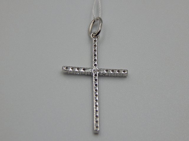 Срібний підвіс-хрест із цирконієм (31760945) 1