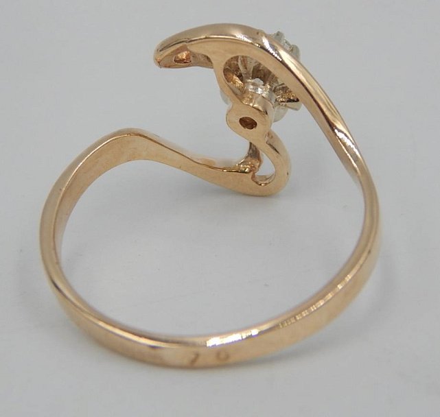 Кольцо из красного и белого золота с бриллиантом (-ми) (30964458) 3