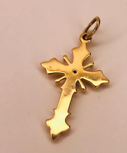 Підвіс-хрест з червоного та білого золота з цирконієм (31851795) 1