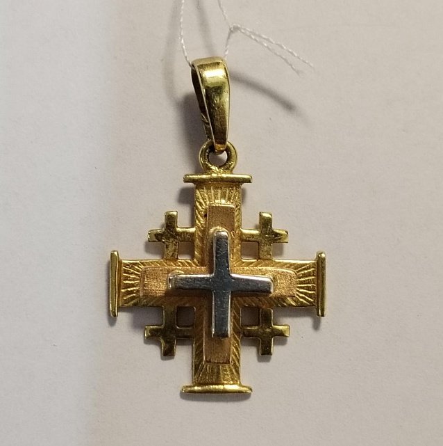 Підвіс-хрест з жовтого та білого золота (33806299) 0