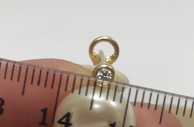 Серьги из желтого золота с жемчугом и бриллиантом (-ми) (33171183) 4