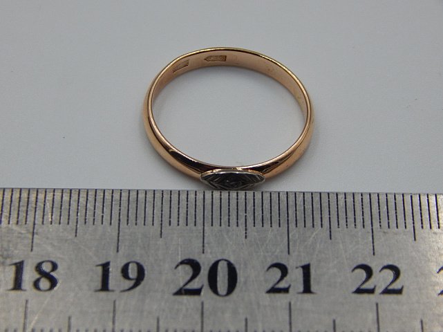 Кольцо из красного и белого золота с бриллиантом (-ми) (31645342) 3