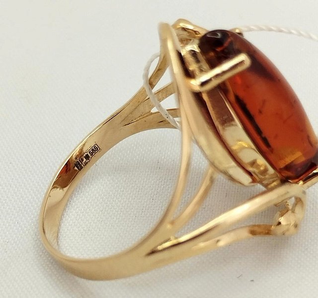 Кольцо из красного золота с янтарем (32631916)  3
