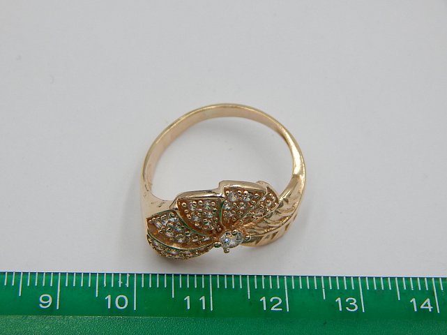 Кольцо из красного золота с цирконием (30852298) 3