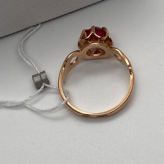 Кольцо из красного золота с корундом (30606774) 7