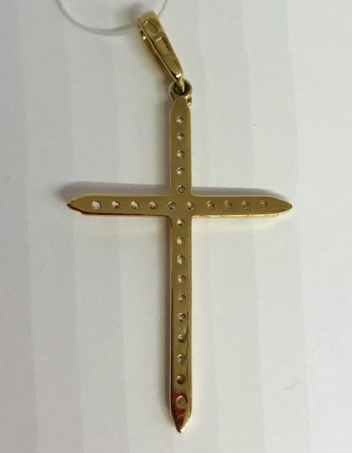 Подвес-крест из красного золота с цирконием (29291235) 1