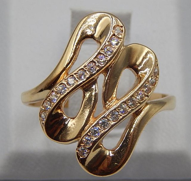 Кольцо из красного золота с цирконием (31492202)  0