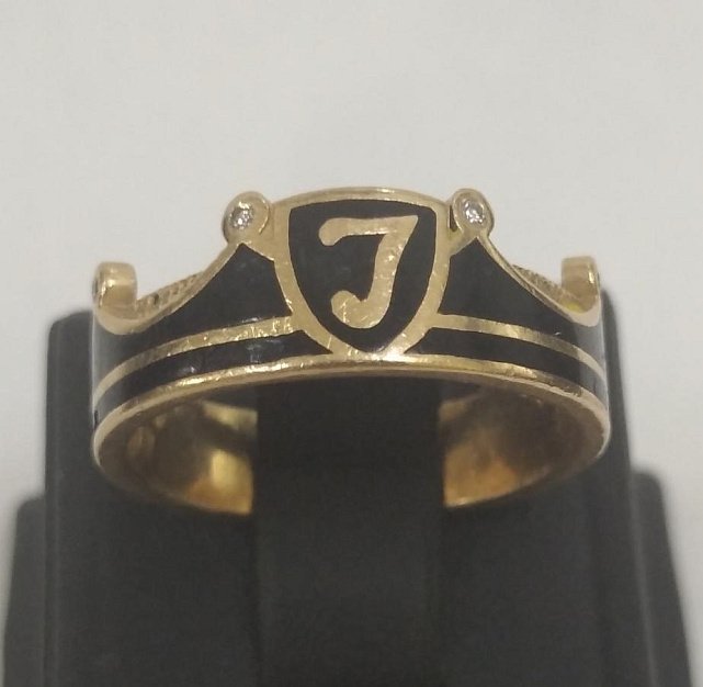 Кольцо из красного золота с эмалью и цирконием (31770575) 0