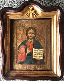 картинка Икона «Иисус Вседержитель» (позолота, киот) нач. XIX века. (31292723) 