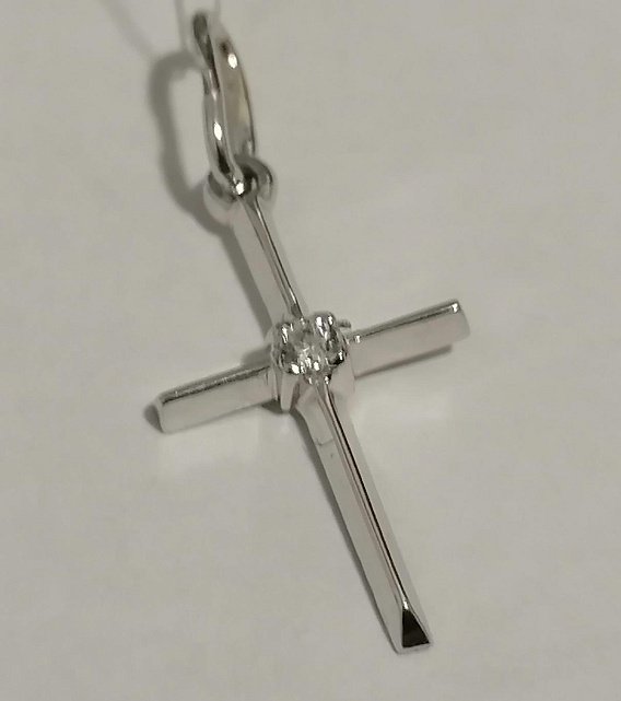 Срібний підвіс-хрест із цирконієм (32543758) 0