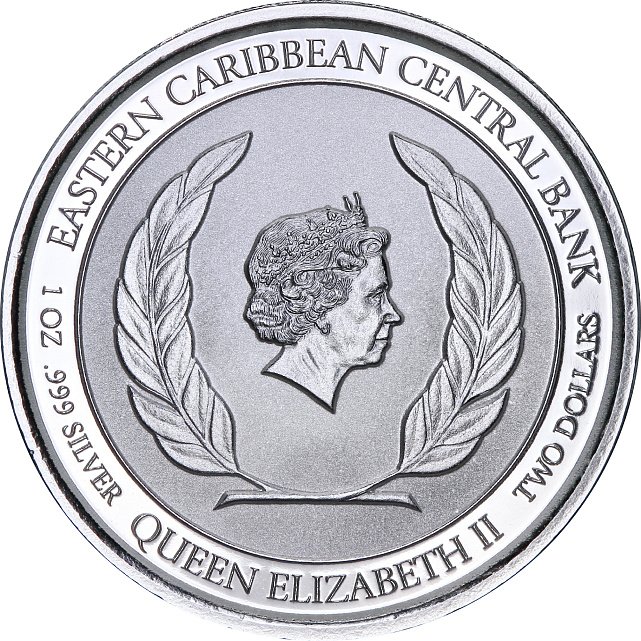Серебряная монета 1oz Ангилья 2 доллара 2019 Восточные Карибы (29128151) 2