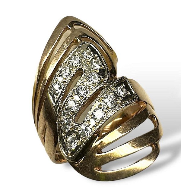 Кольцо из красного и белого золота с цирконием (32854898) 0
