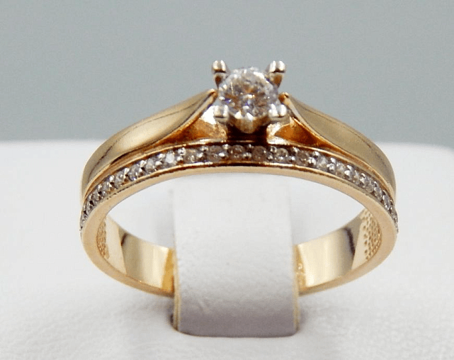 Кольцо из красного золота с цирконием (33661780) 3