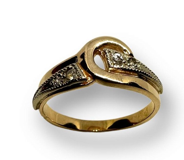 Кольцо из красного и белого золота с цирконием (29715824) 1