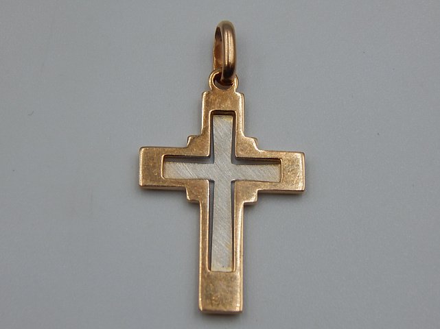 Подвес-крест из красного и белого золота (32894847) 2