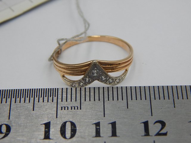 Кольцо из красного и белого золота с цирконием (32376234) 6
