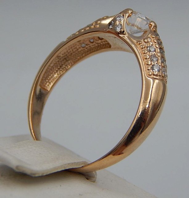 Кольцо из красного золота с цирконием (28186992)  4