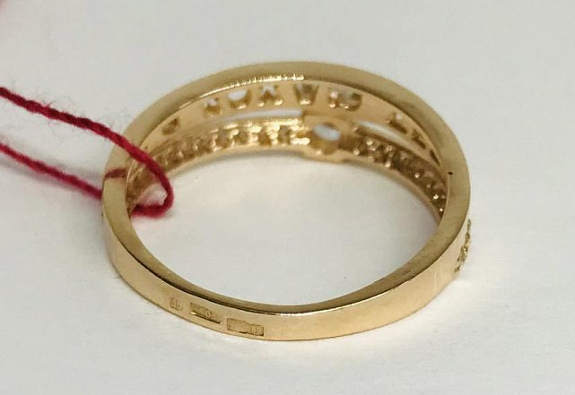 Кольцо из красного золота с цирконием (30680581) 3