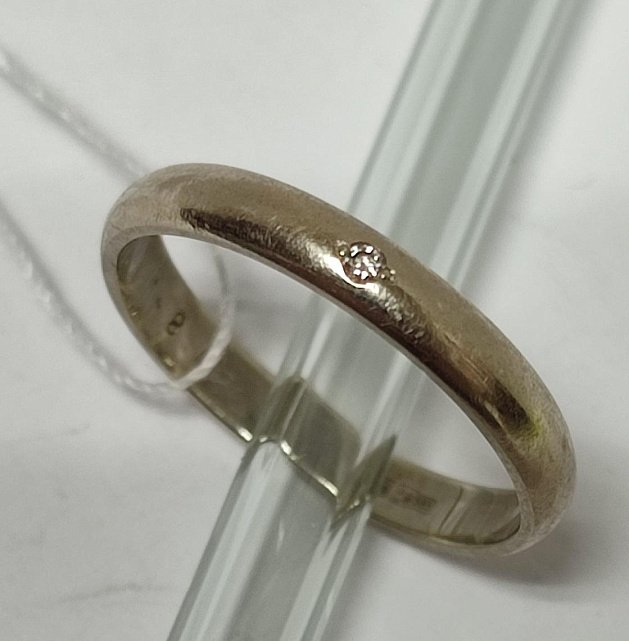 Обручальное кольцо из белого золота с бриллиантом (-ми) (33616257)  0