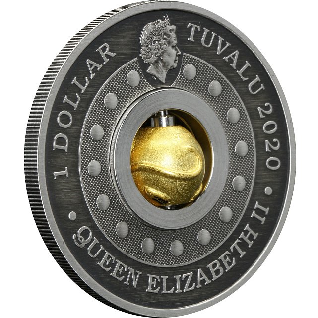 Серебряная монета 1oz Год Мыши (Крысы) Вращающийся Оберег 1 доллар 2020 Тувалу (29127728) 3