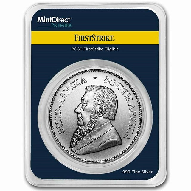 Серебряная монета 1oz Крюгерранд 1 ранд 2024 Южная Африка (MD Premier + PCGS FirstStrike) (33009477) 2