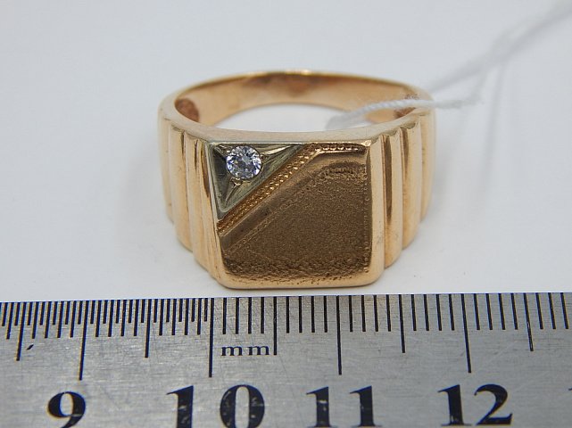 Перстень из красного и белого золота с цирконием (32288989) 5