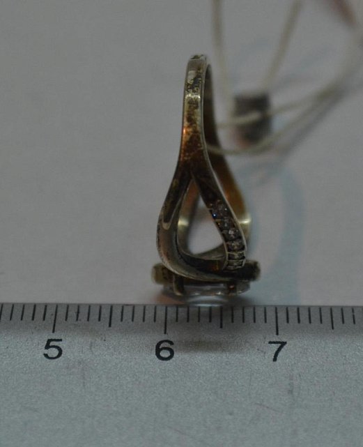 Серебряное кольцо с позолотой и цирконием (30512384) 3