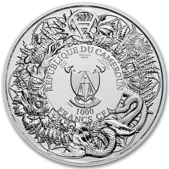 Срібна монета 2oz Русалка Слов'янський Бестіарій 1000 франків КФА 2022 Камерун (31564080) 4