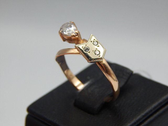 Кольцо из красного и белого золота с цирконием (29802692) 2