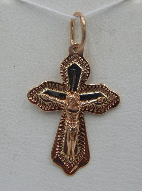 Підвіс-хрест з червоного золота (32419917) 0