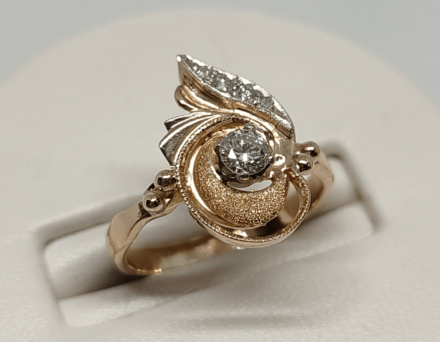 Кольцо из красного и белого золота с бриллиантом (-ми) (29908613) 0