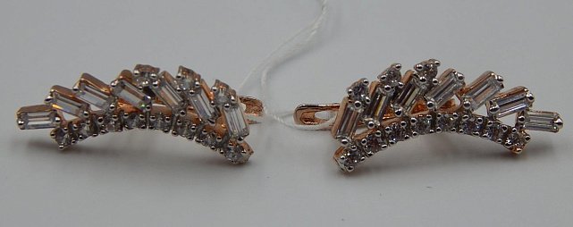 Серебряные серьги с позолотой и цирконием (32464282) 2