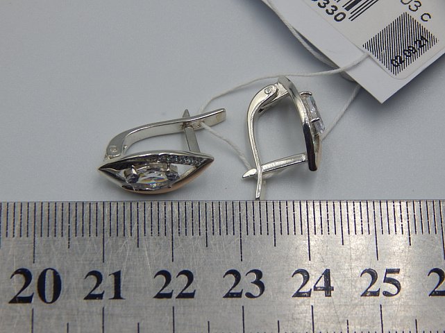 Серебряные серьги с позолотой и цирконием (31649542) 5