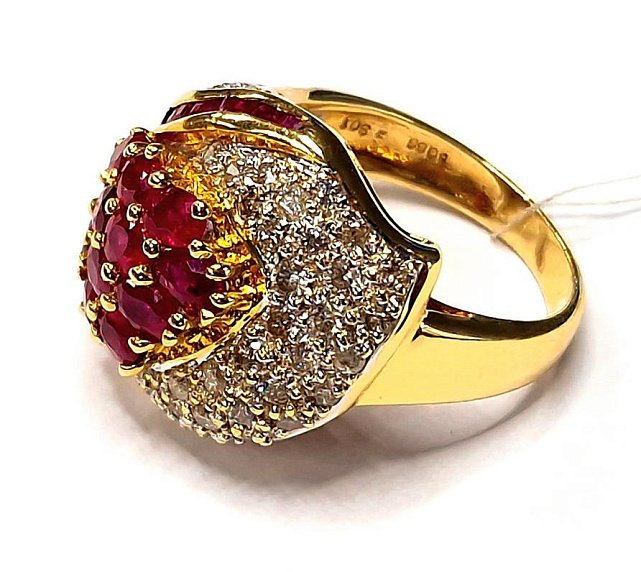 Кольцо из красного золота с рубином и бриллиантом (-ми) (31533655) 1